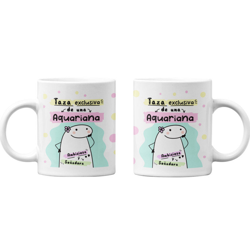 TAZONES TAZAS BLANCAS AQUARIO REGALO PARA AQUARIANA ZODIACO - 1