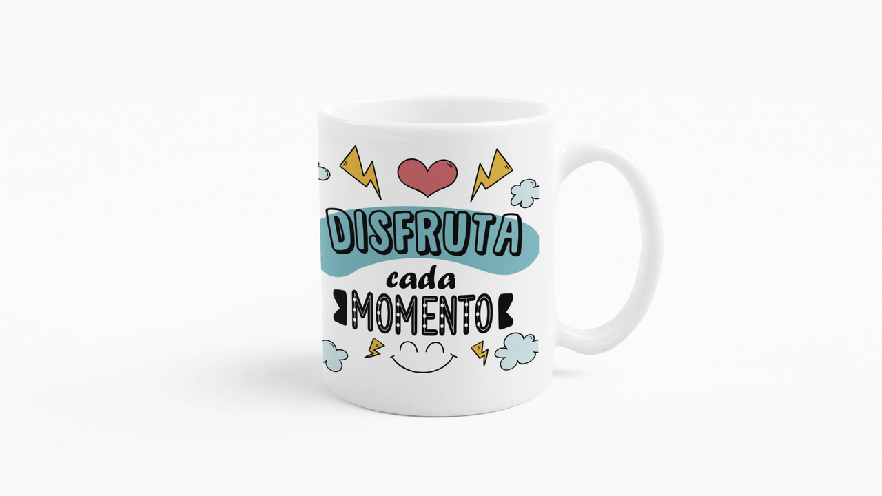 TAZONES TAZAS BLANCAS DISFRUTA CADA MOMENTO MOTIVACIONAL - 3