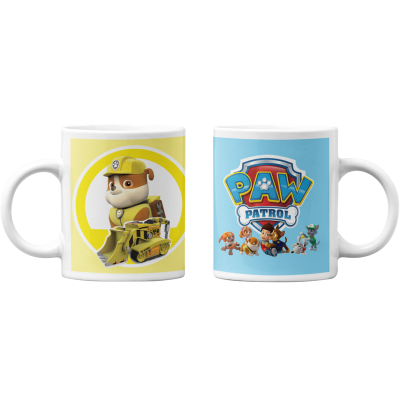 TAZONES TAZAS BLANCAS RUBBLE GRUA PAW PATROL - 1