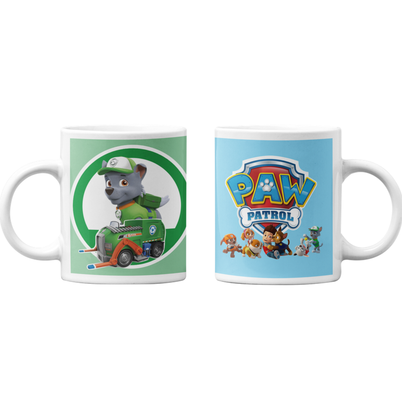 TAZONES TAZAS BLANCAS ROCKY CAMION BASURA PAW PATROL - 1