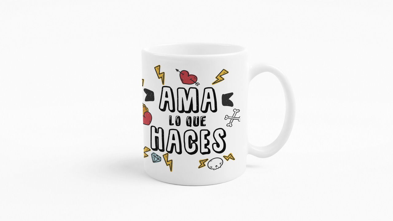 TAZONES TAZAS BLANCAS AMA LO QUE HACES FRASE MOTIVACION - 3