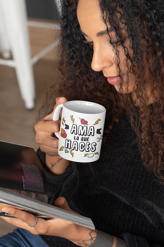 TAZONES TAZAS BLANCAS AMA LO QUE HACES FRASE MOTIVACION - 4