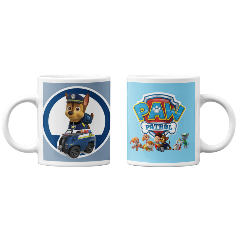 TAZONES TAZAS BLANCAS CHASE AUTO POLICIA PAW PATROL - 1