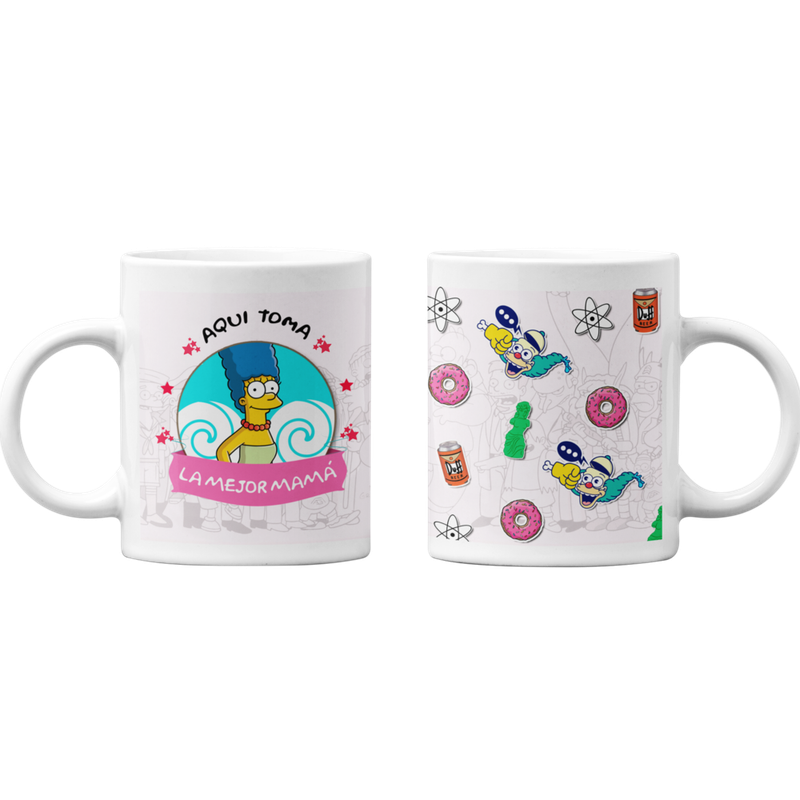 TAZONES TAZAS BLANCAS MEJOR MAMÁ REGALO LOS SIMPSONS - 1