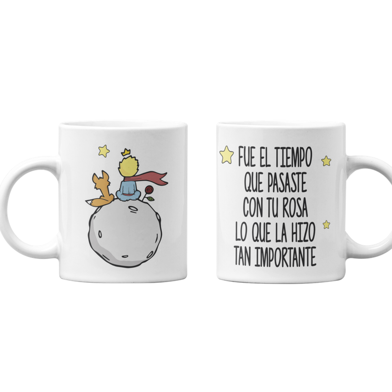 TAZONES TAZAS BLANCAS EL PRINCIPITO LIBRO TIEMPO CON ROSA - 1