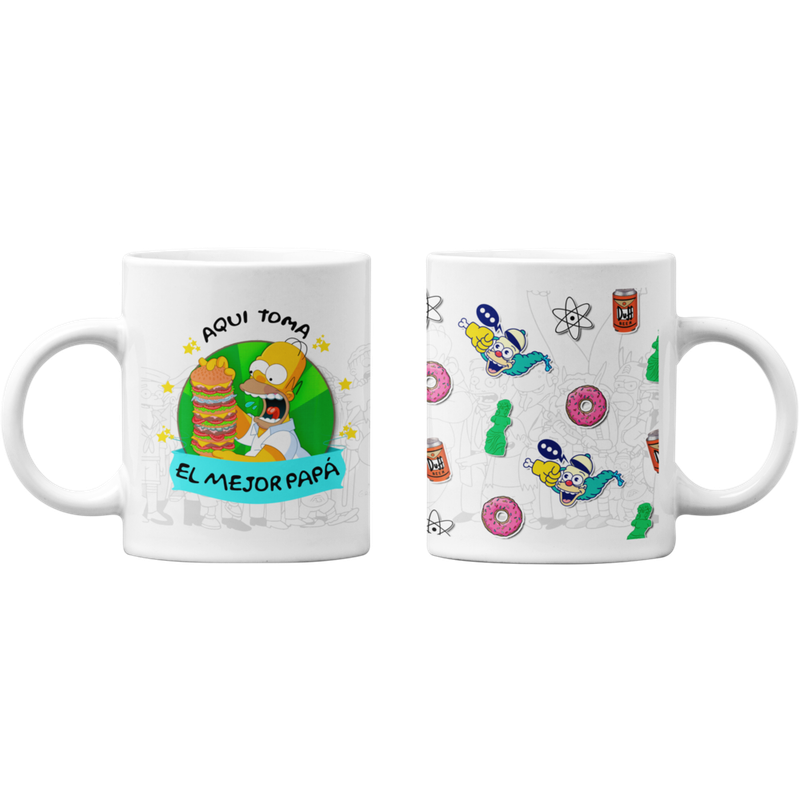 TAZONES TAZAS BLANCAS MEJOR PAPÁ REGALO LOS SIMPSONS - 1