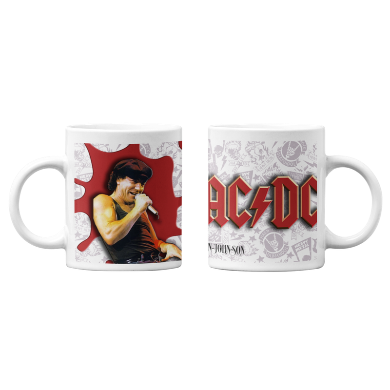 TAZONES TAZAS BLANCAS ACDC BRIAN JHONSON ROCK MUSICA - 1