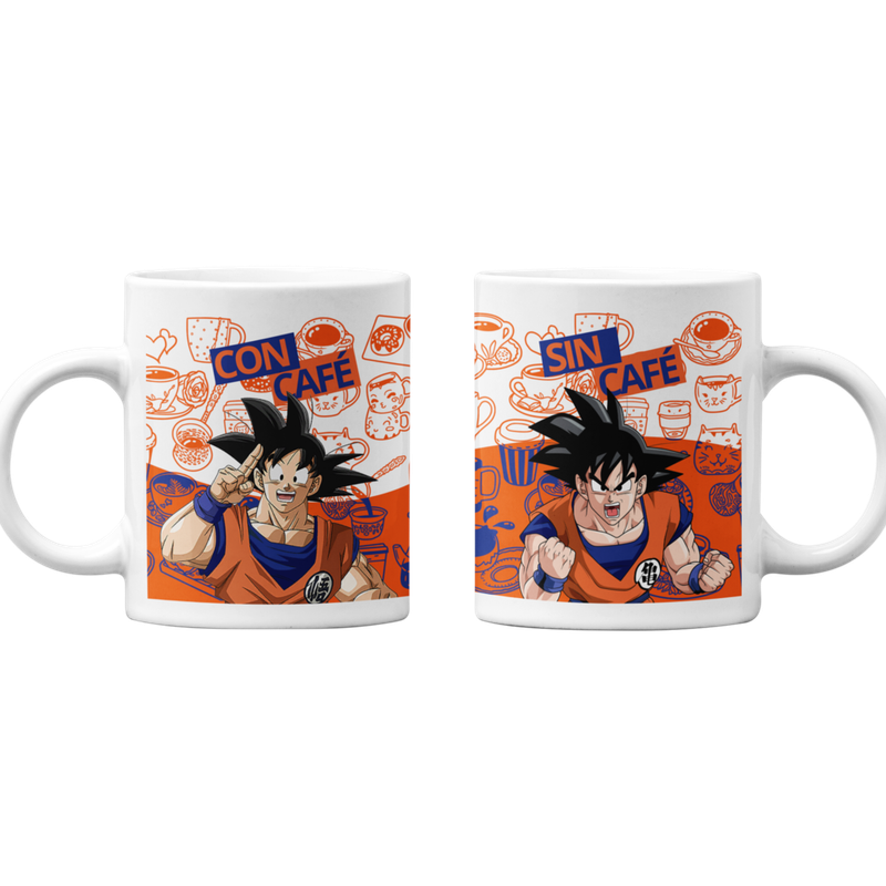 TAZONES TAZAS BLANCAS GOKU CON Y SIN CAFE DRAGON BALL - 1