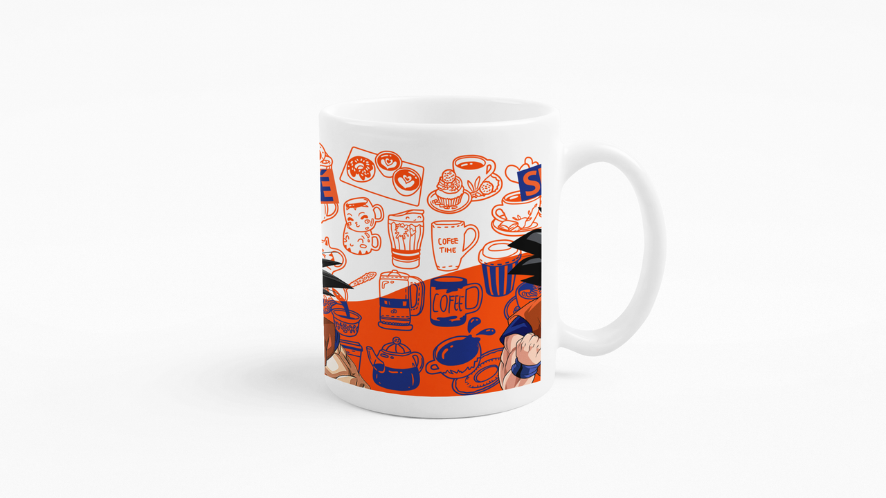 TAZONES TAZAS BLANCAS GOKU CON Y SIN CAFE DRAGON BALL - 3