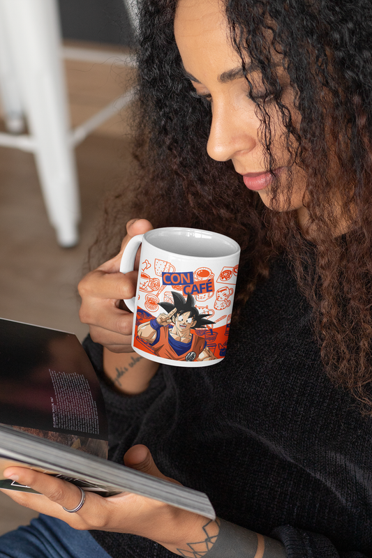 TAZONES TAZAS BLANCAS GOKU CON Y SIN CAFE DRAGON BALL - 4