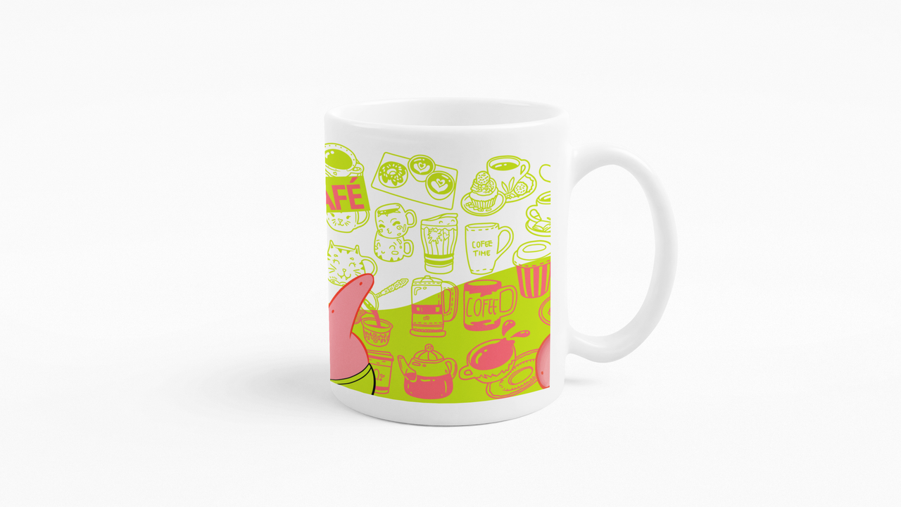 TAZONES TAZAS BLANCAS PATRICIO BOB ESPONJA CON Y SIN CAFE - 3