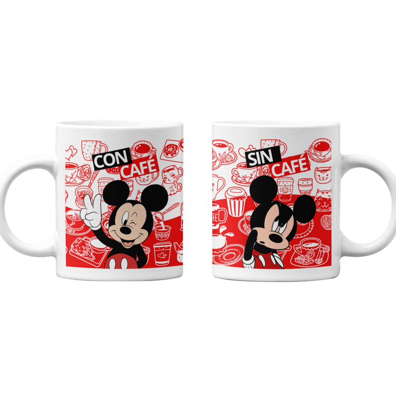 TAZONES TAZAS BLANCAS MICKEY MOUSE CON Y SIN CAFE - 1