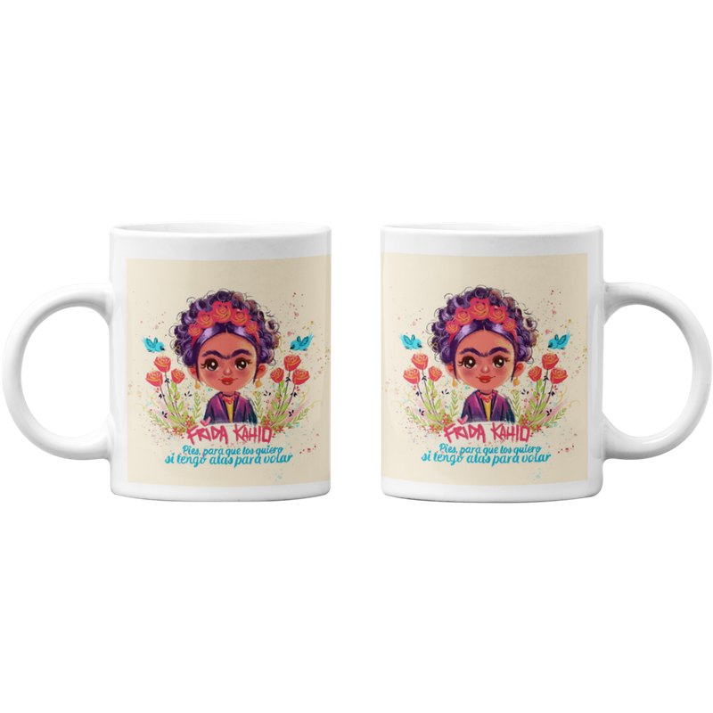 TAZONES TAZAS BLANCAS FRIDA KHALO PIES PARA QUE LOS QUIERO - 1