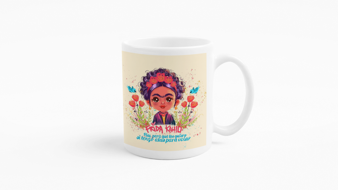 TAZONES TAZAS BLANCAS FRIDA KHALO PIES PARA QUE LOS QUIERO - 3