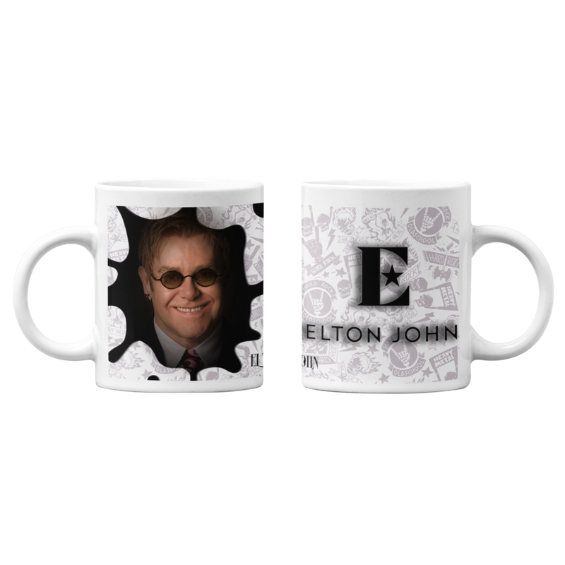 TAZONES TAZAS BLANCAS ELTON JHON ROCK MUSICA - 1