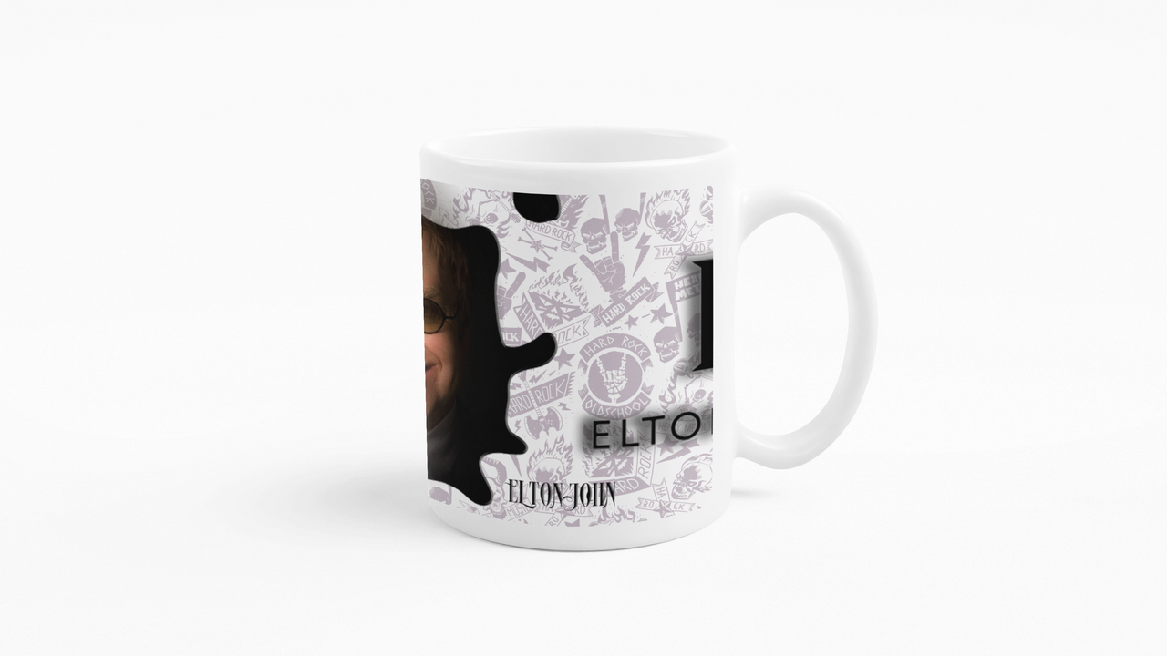 TAZONES TAZAS BLANCAS ELTON JHON ROCK MUSICA - 3