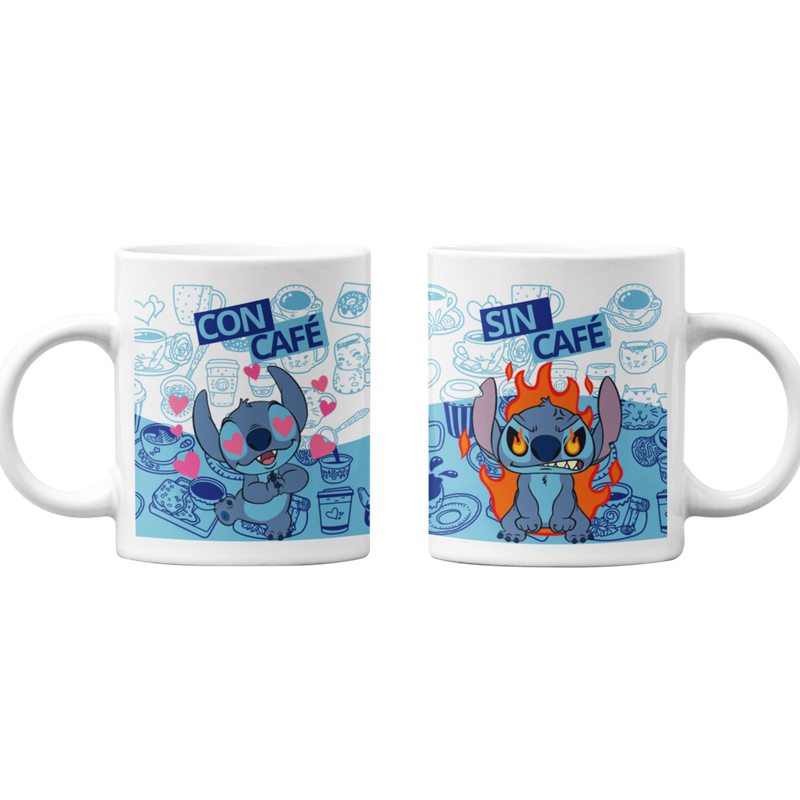 TAZONES TAZAS BLANCAS STITCH LILO Y STITCH CON Y SIN CAFE - 1