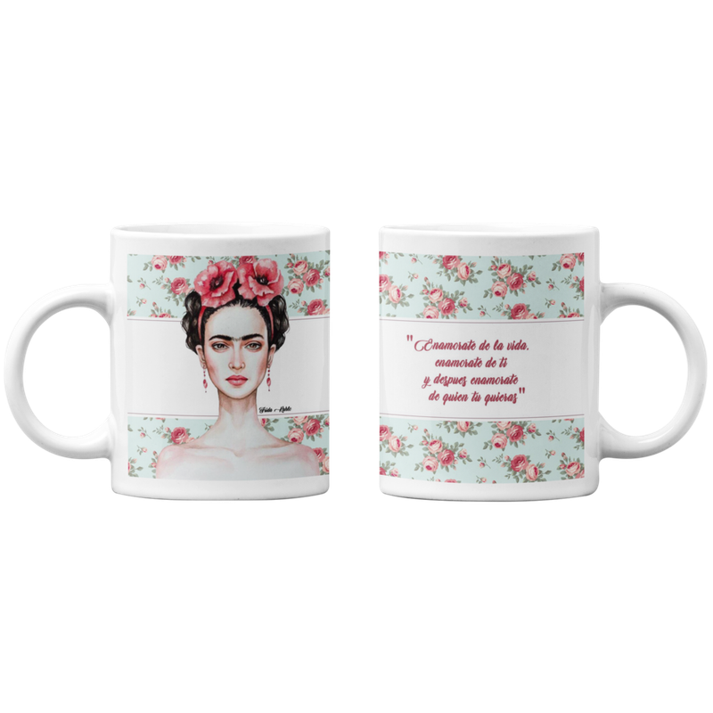 TAZONES TAZAS BLANCAS FRIDA KHALO ENAMORATE DE LA VIDA - 1