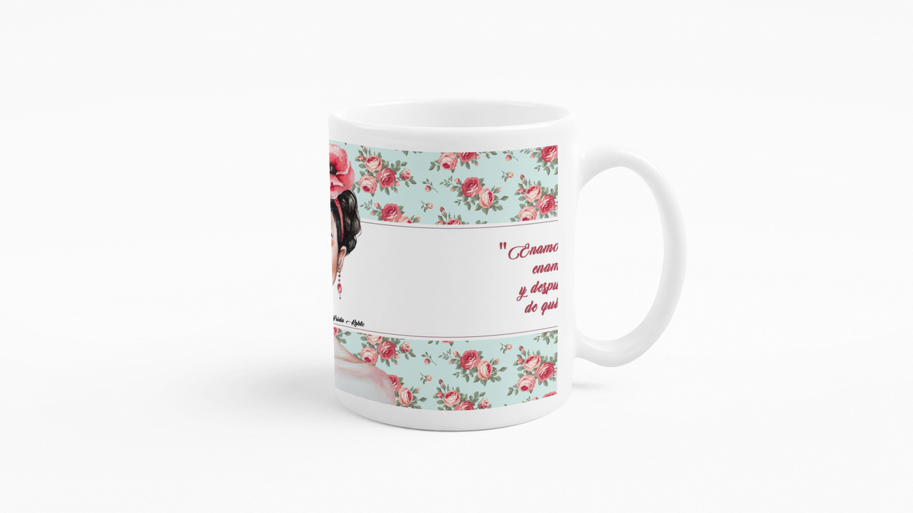 TAZONES TAZAS BLANCAS FRIDA KHALO ENAMORATE DE LA VIDA - 3