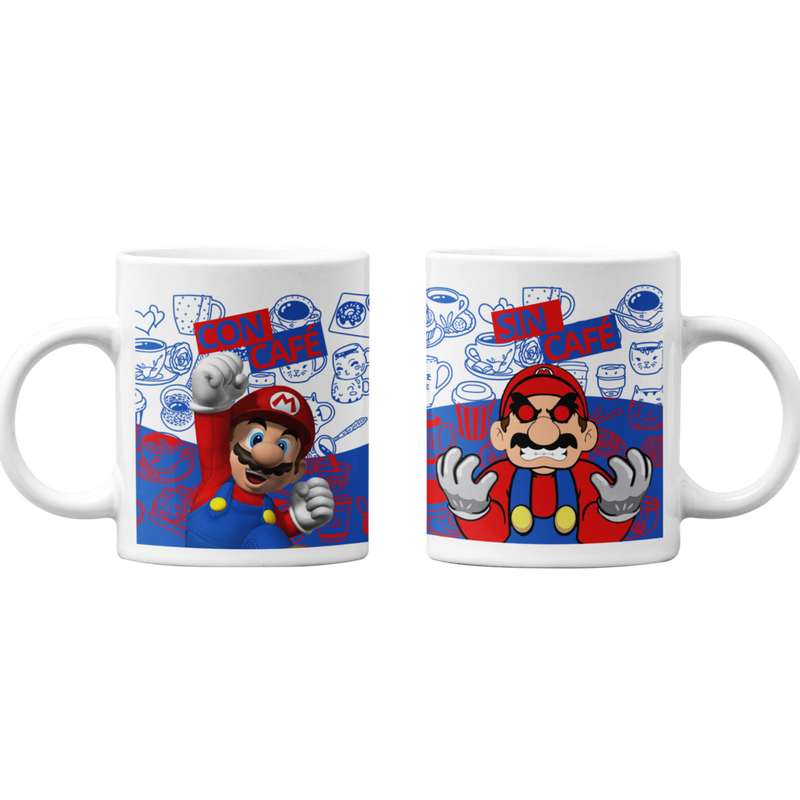 TAZONES TAZAS BLANCAS MARIO BROS CON Y SIN CAFE - 1