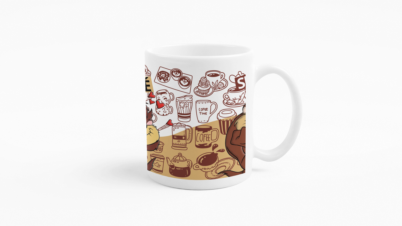 TAZONES TAZAS BLANCAS DEMONIO DE TAZMANIA CON Y SIN CAFE - 3