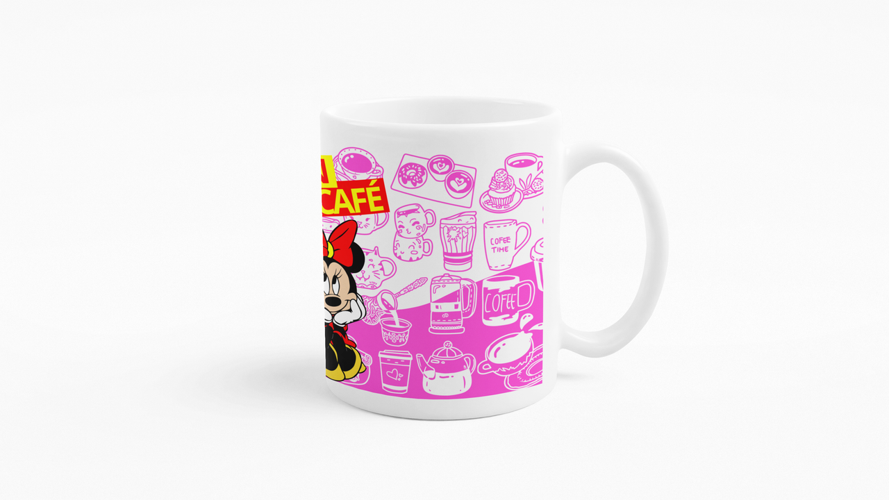 TAZONES TAZAS BLANCAS MINNIE MOUSE MOUSE CON Y SIN CAFE - 3