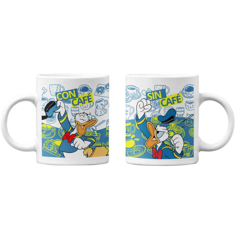 TAZONES TAZAS BLANCAS PATO DONALD CON Y SIN CAFE - 1