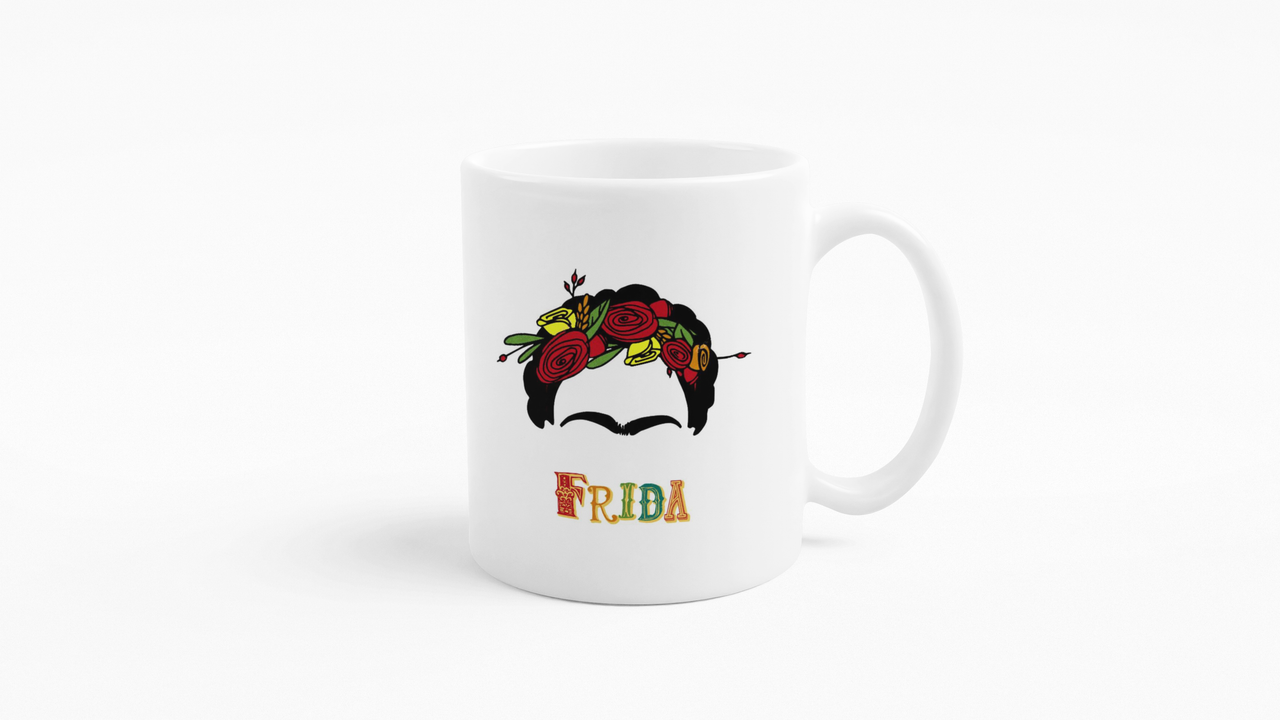 TAZONES TAZAS BLANCAS FRIDA KHALO VIVE LA VIDA REGALO - 3