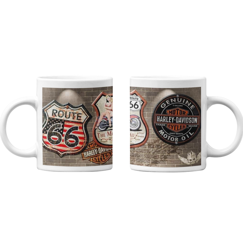 TAZONES TAZAS BLANCAS HARLEY DAVIDSON RUTA 66 VINTAGE - 1