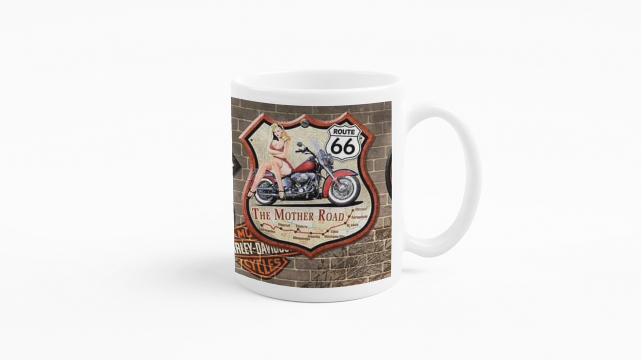 TAZONES TAZAS BLANCAS HARLEY DAVIDSON RUTA 66 VINTAGE - 3