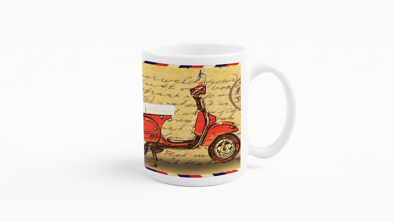 TAZONES TAZAS BLANCAS CARTA VESPA A ROMA VINTAGE - 3