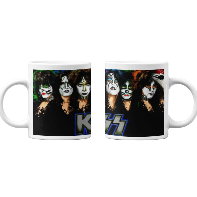TAZONES TAZAS BLANCAS DE KISS BANDAS DE ROCK - 1