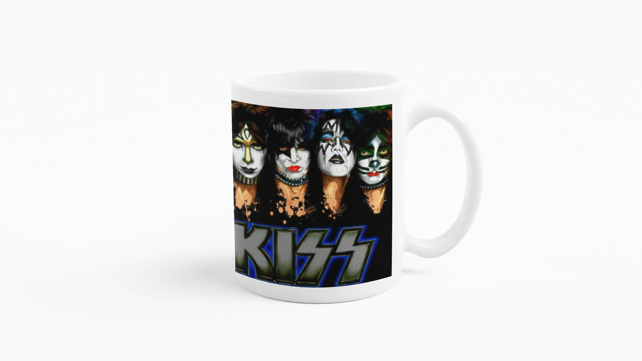 TAZONES TAZAS BLANCAS DE KISS BANDAS DE ROCK - 4