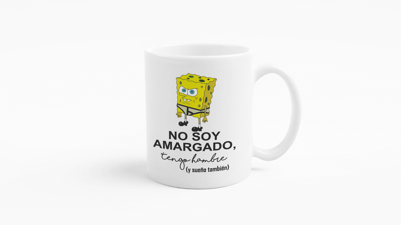 TAZONES TAZAS BLANCAS BOB ESPONJA NO SOY AMARGADO - 3