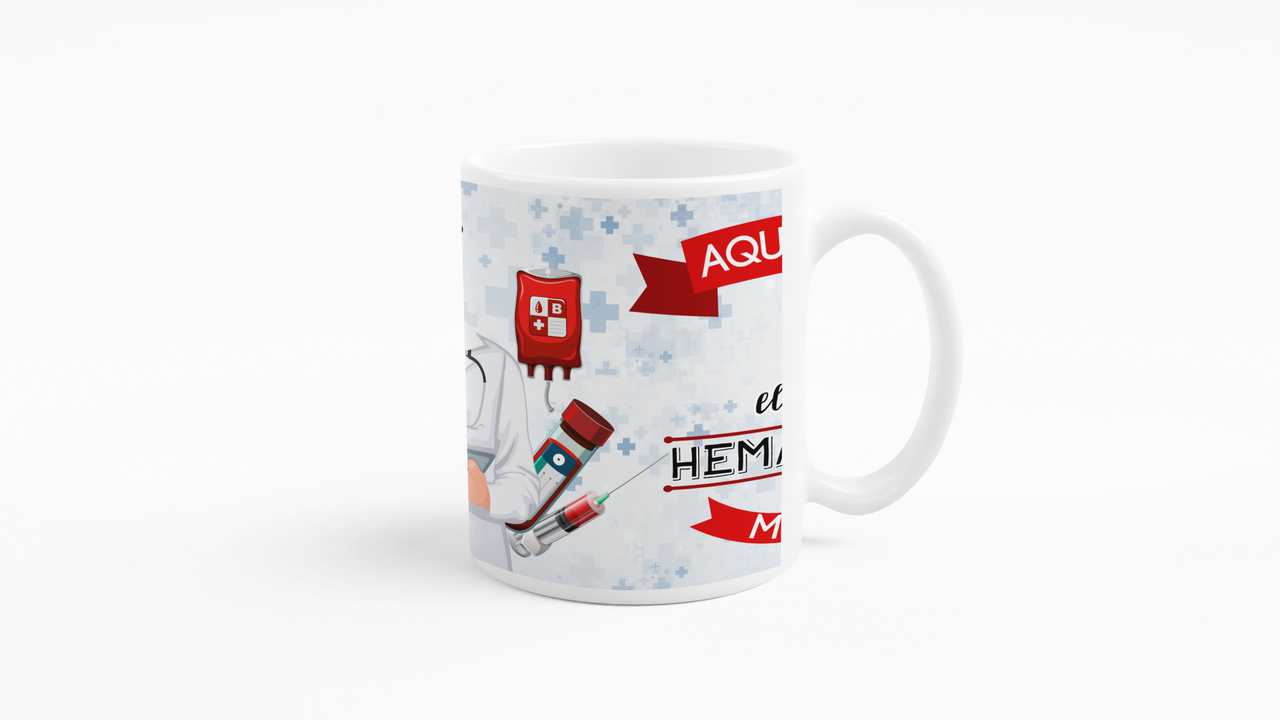 TAZONES TAZAS BLANCAS PARA HEMATOLOGO PERSONALIZADO - 3
