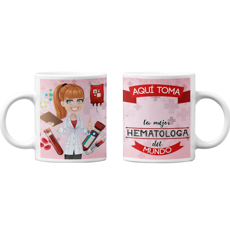 TAZONES TAZAS BLANCAS PARA HEMATOLOGA PERSONALIZADO - 1