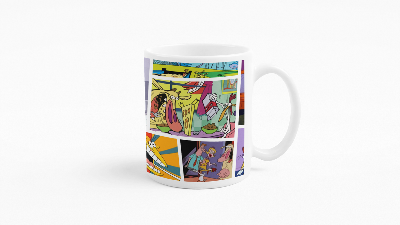 TAZONES TAZAS BLANCAS CARTOON NETWORK LA VACA Y EL POLLITO - 3