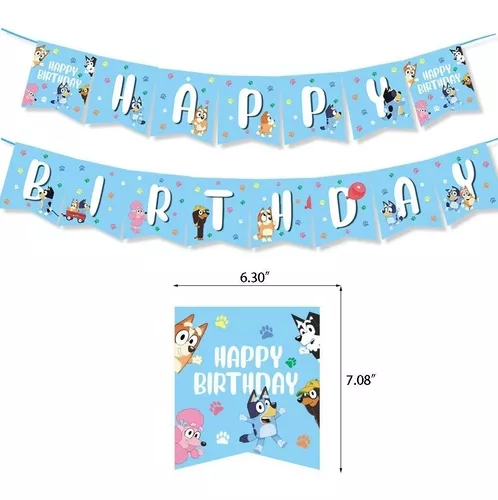 PACK CUMPLEAÑOS BLUEY GLOBOS TOPPERS CINTA, COTILLON Y MAS - 2