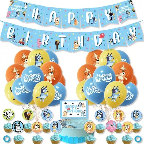 PACK CUMPLEAÑOS BLUEY GLOBOS TOPPERS CINTA, COTILLON Y MAS - 3