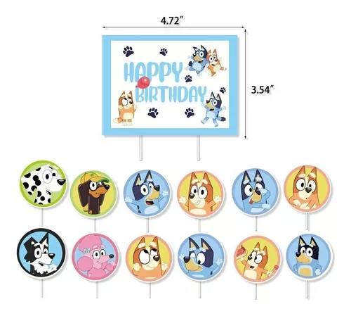 PACK CUMPLEAÑOS BLUEY GLOBOS TOPPERS CINTA, COTILLON Y MAS - 5