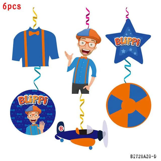 PACK CUMPLEAÑOS BLIPPI GLOBOS TOPPERS CINTA, COTILLON Y MAS - 3
