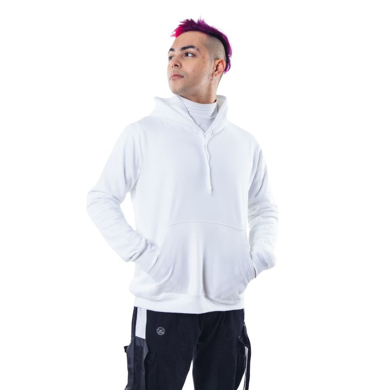 POLERON BLANCO CANGURO HOMBRE RELAXED FIT PARA ESTAMPAR - 1