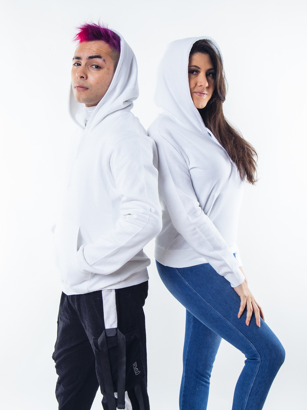 POLERON BLANCO CANGURO HOMBRE RELAXED FIT PARA ESTAMPAR - 5