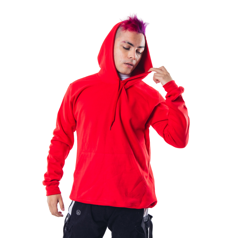 POLERON ROJO CANGURO HOMBRE RELAXED FIT PARA ESTAMPAR - 1