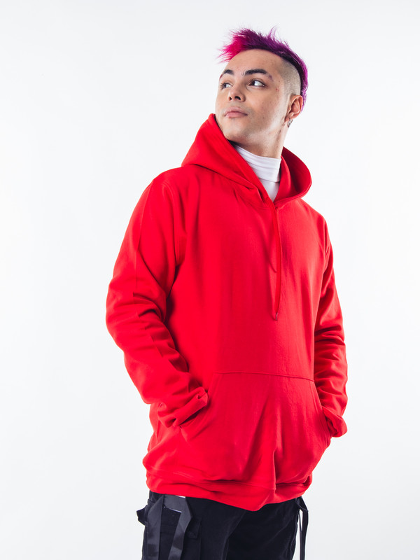 POLERON ROJO CANGURO HOMBRE RELAXED FIT PARA ESTAMPAR - 2