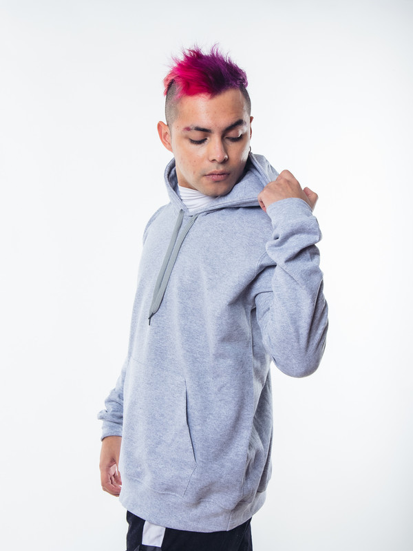 POLERON GRIS CANGURO HOMBRE RELAXED FIT PARA ESTAMPAR - 3