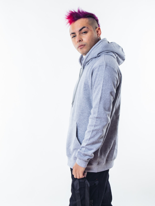 POLERON GRIS CANGURO HOMBRE RELAXED FIT PARA ESTAMPAR - 4