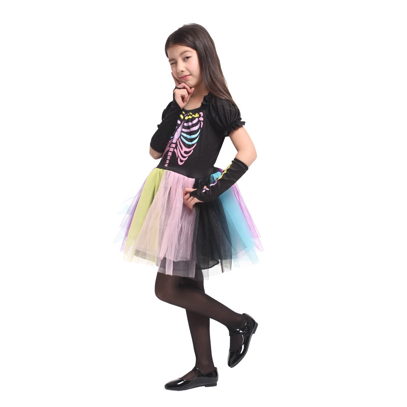DISFRAZ COSPLAY ESQUELETO ARCOIRIS NIÑA - 3
