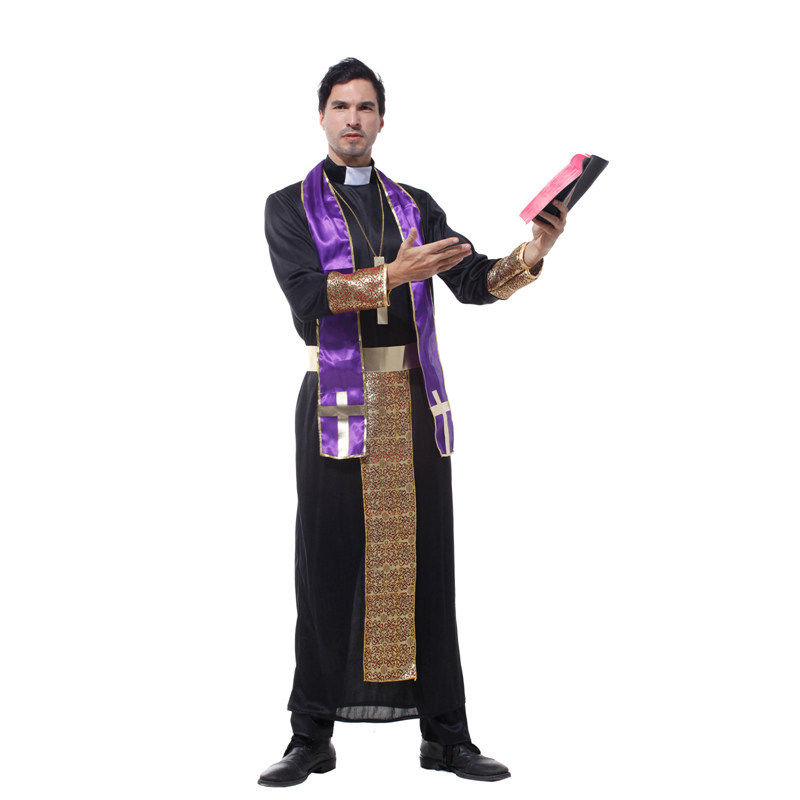 DISFRAZ COSPLAY CURA MONJE MORADO RELIGIOSO - M - 2