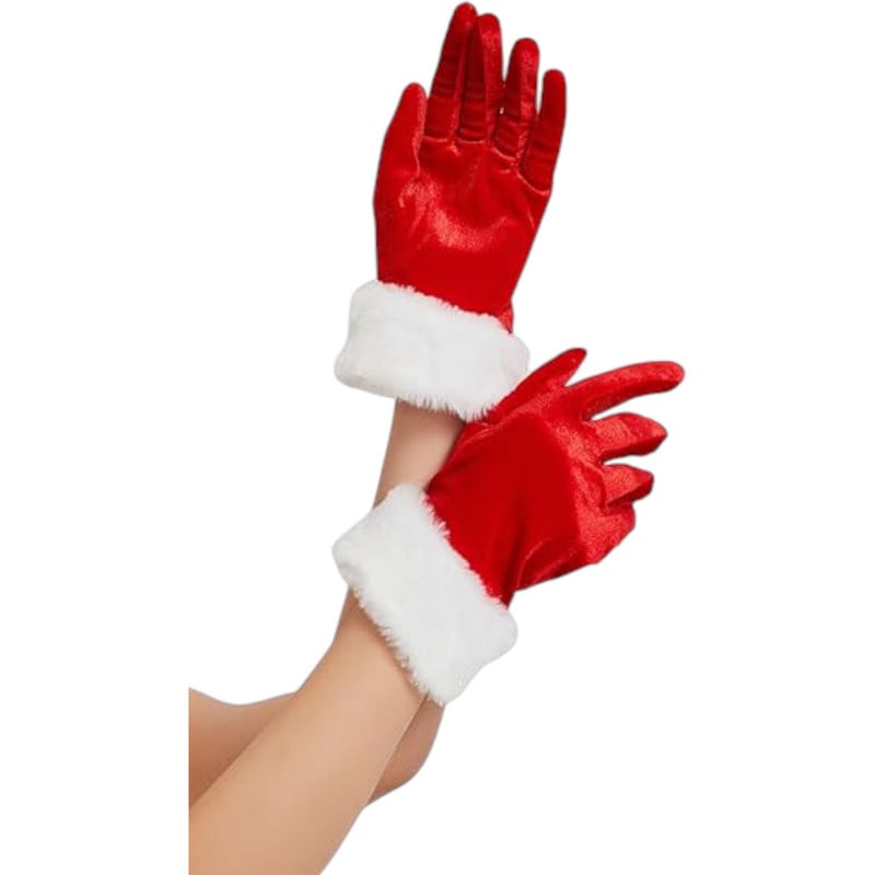 GUANTES ROJOS NAVIDEÑOS ESTILO TERCIPELO - 2